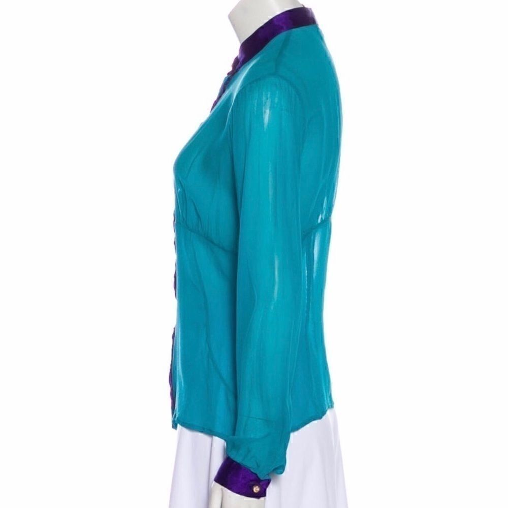 D&G Silk Mock Neck Button-up Top size 42 - Picture 2 of 3
